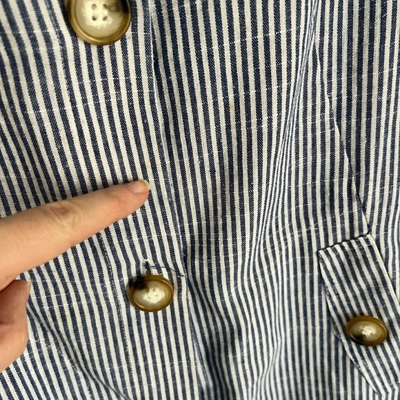 Sigrid Olsen Women's Sz S Blue White Stripe Cotton Linen Blend Lagenlook Jacket - Picture 3 of 6